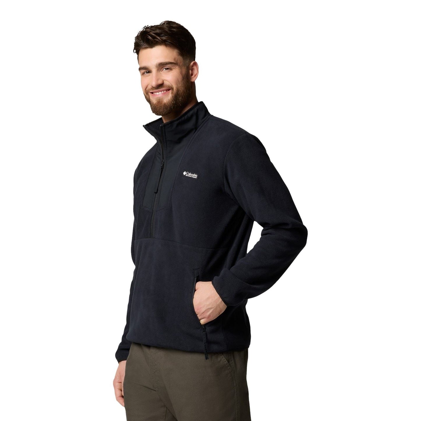 Columbia Sequoia Grove Half Zip Fleece Polyester Men's Black Zip Neck Pullovers
