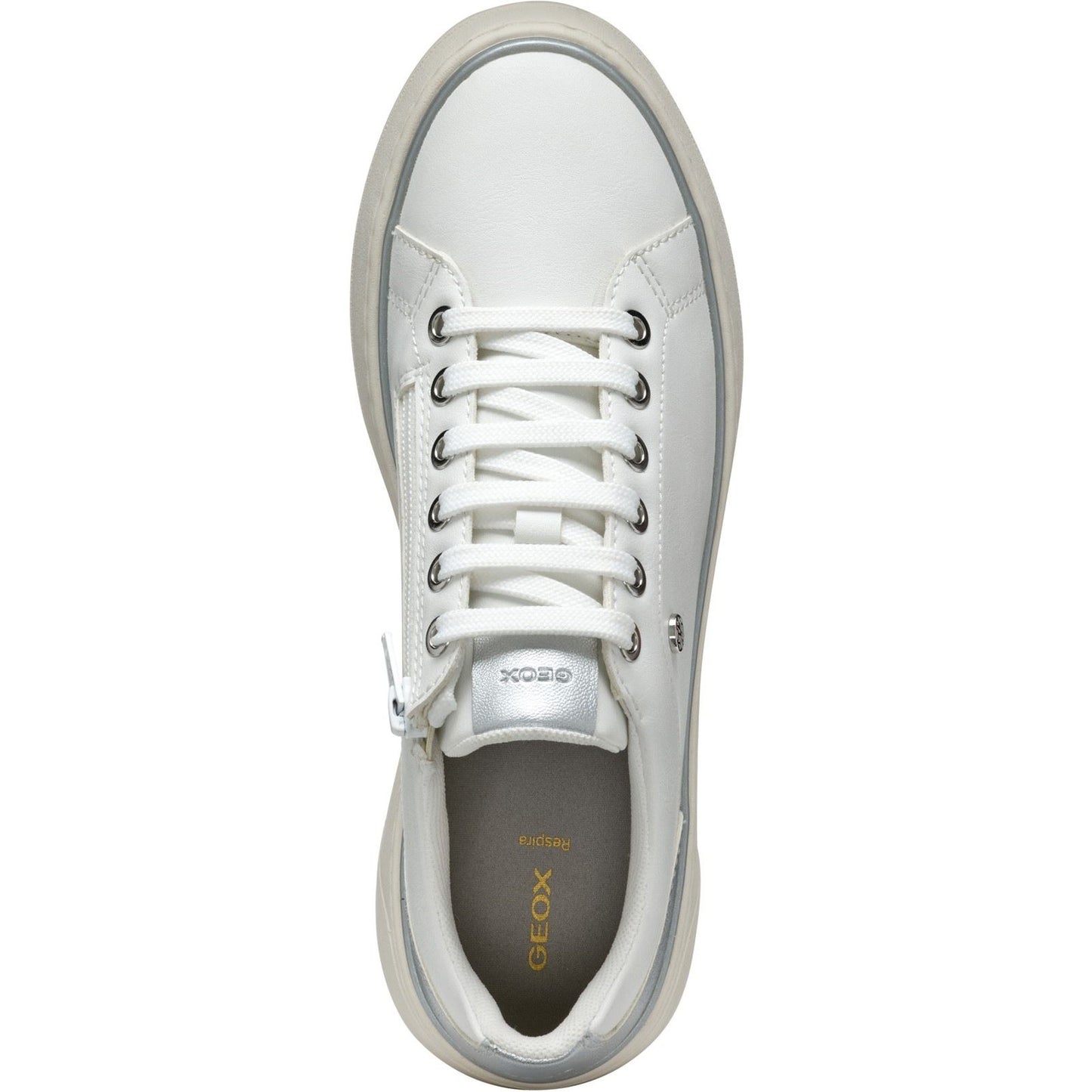 Geox D SUNNETTY Synthetic Polyurethane Women's White/Silver Trainers