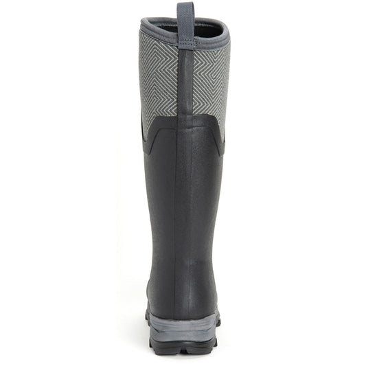 Muck Boots Women's Arctic Ice Tall Wellingtons in Black/Grey Geometric