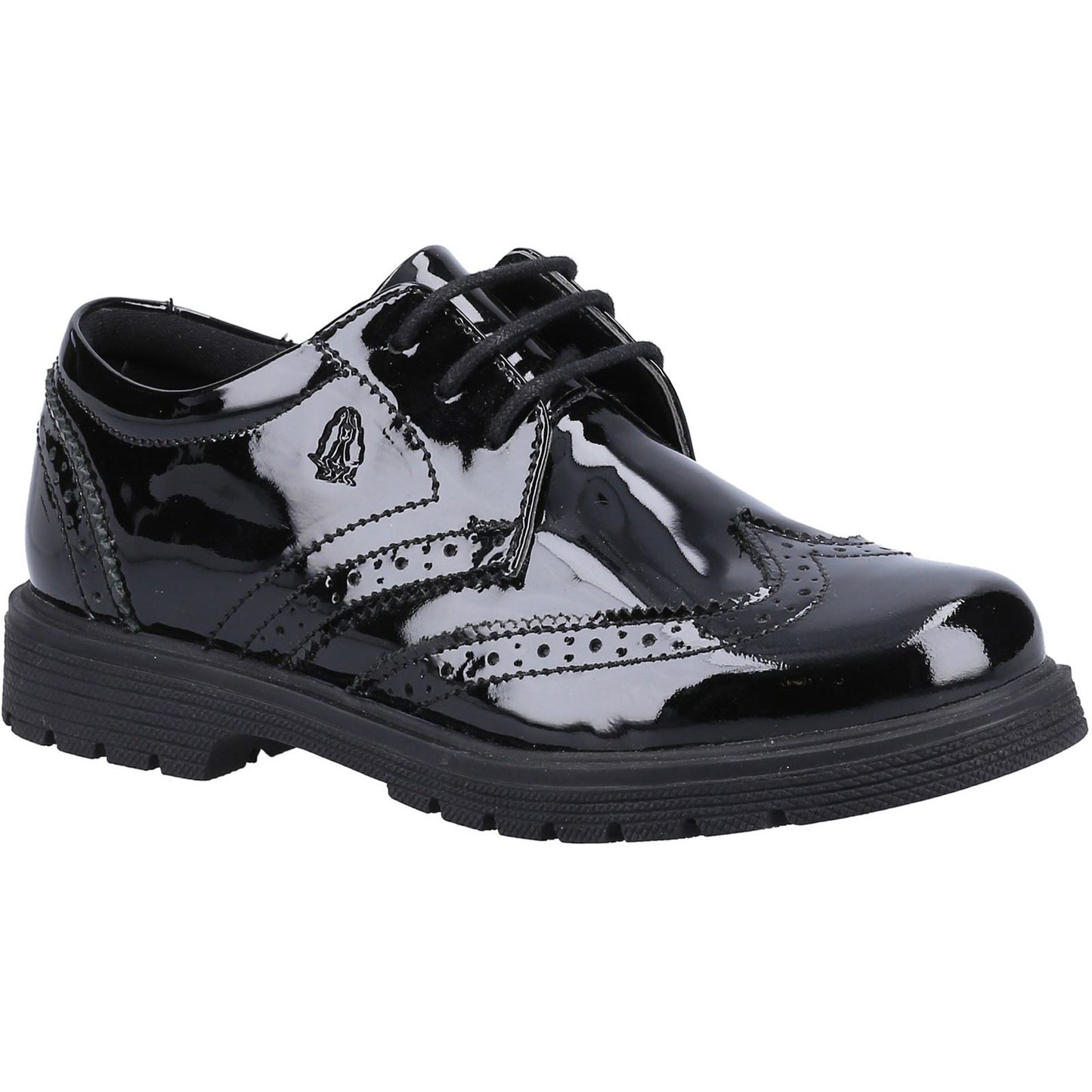 Hush Puppies Sally Youth Black Patent Leather Brogues
