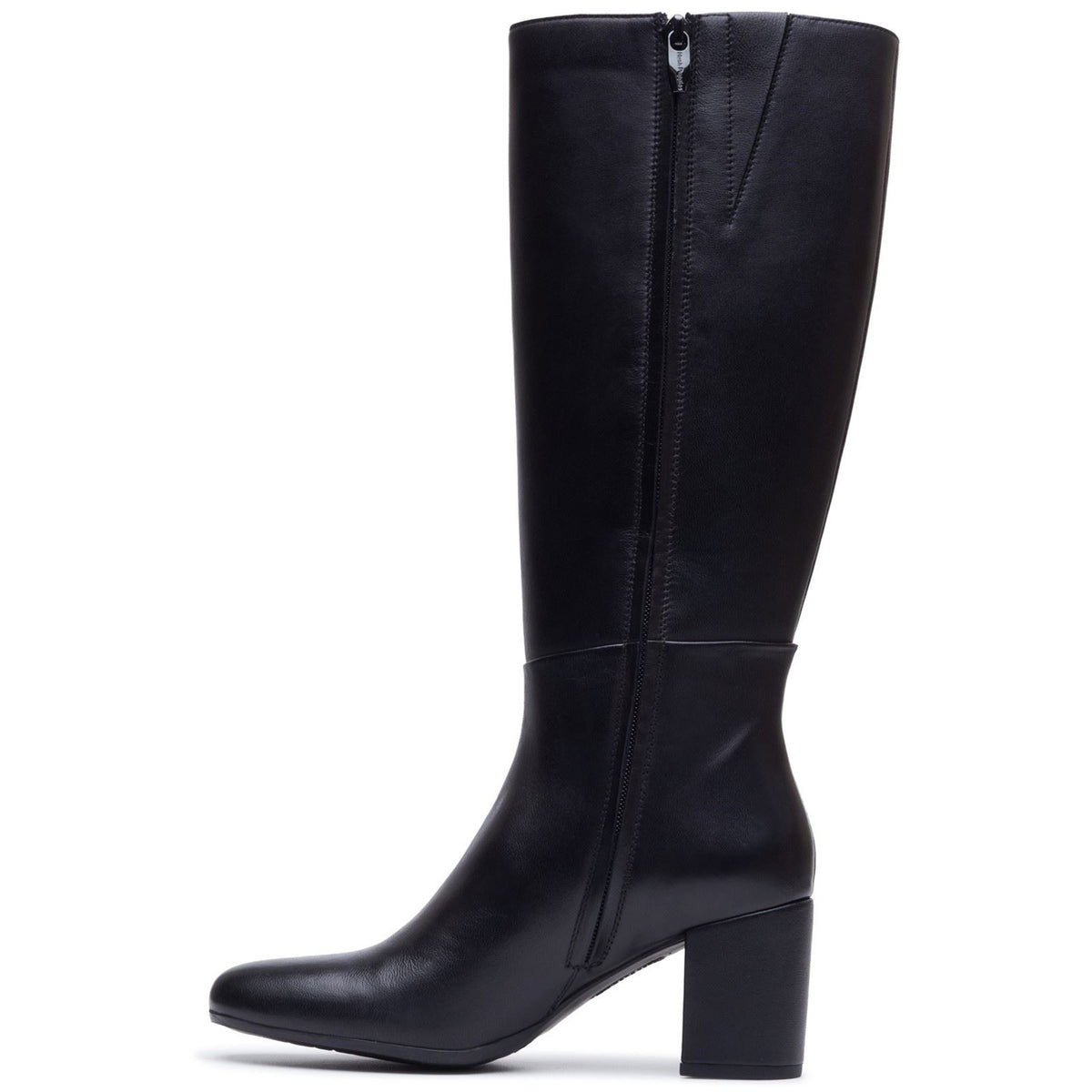 Hush Puppies Oprah Long Leather Women's Black Heeled Knee High Boots