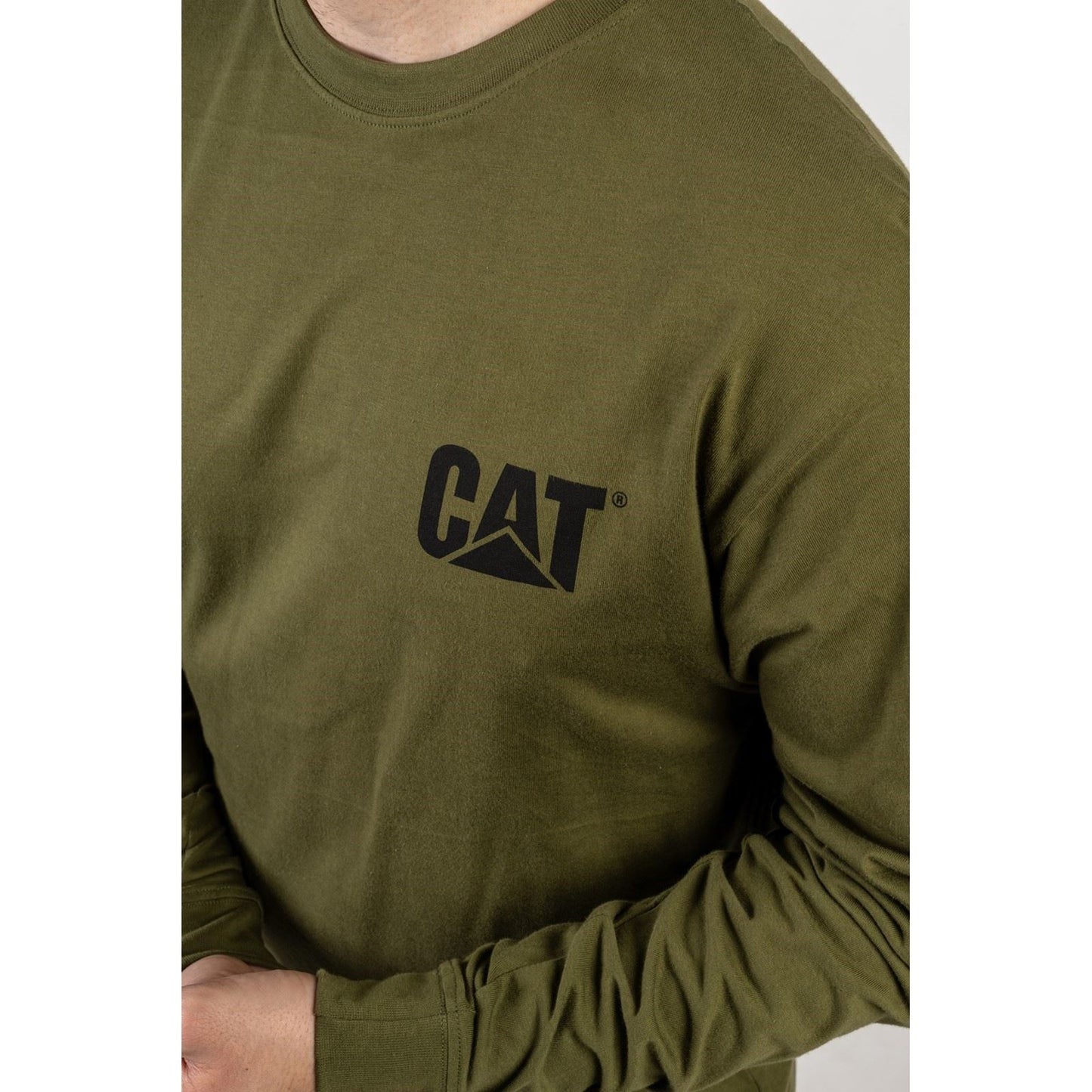 Caterpillar Men's Trademark Banner Long Sleeve T-Shirt in Chive