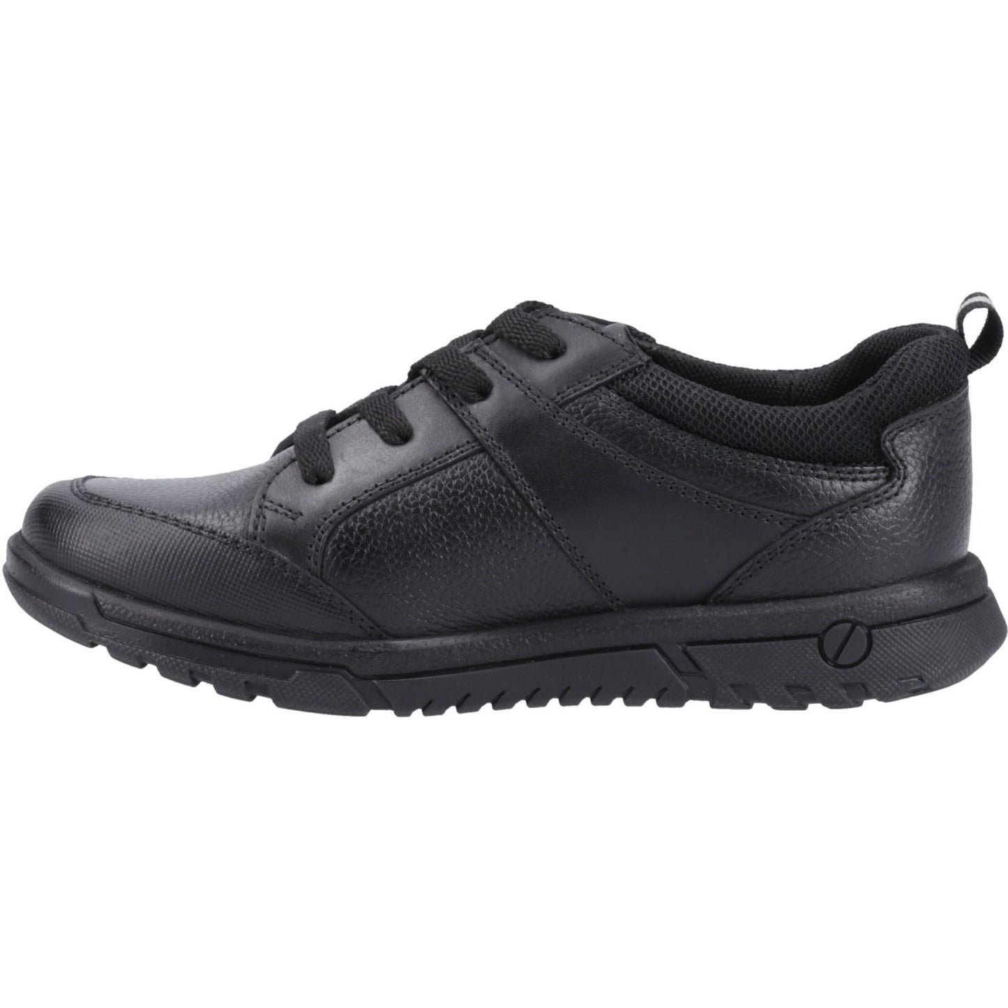 Hush Puppies Steven Leather Youth Black Lace-Up Shoes