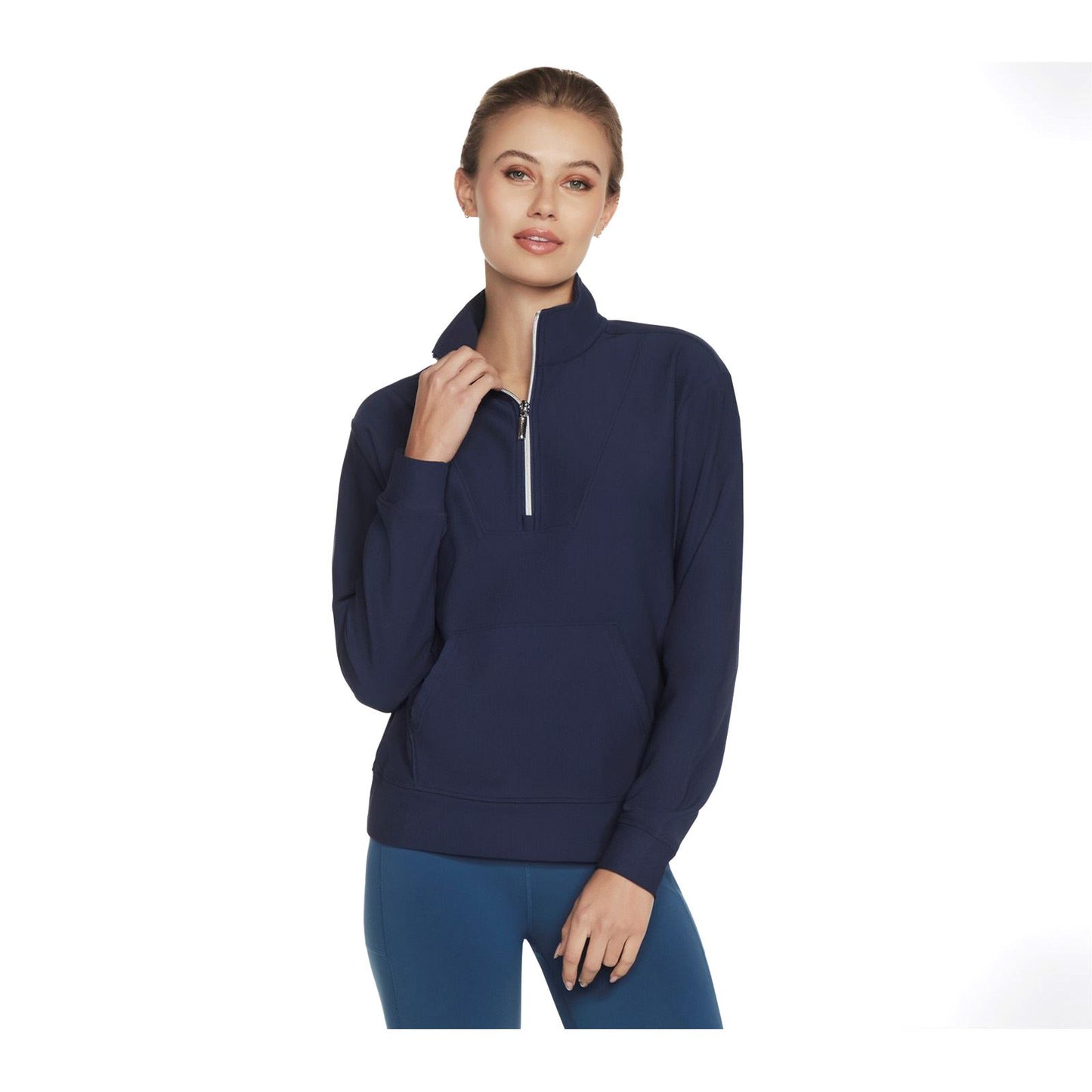 Skechers Performance GoLuxe Rib 1/4 Zip Polyester Women's Blue Pullover
