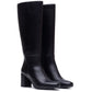 Hush Puppies Oprah Long Leather Women's Black Heeled Knee High Boots