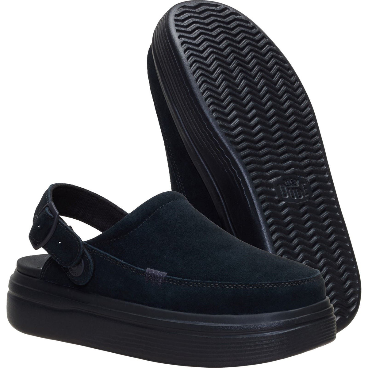 HEYDUDE Austin Lift Suede Women's Black/Black Clogs