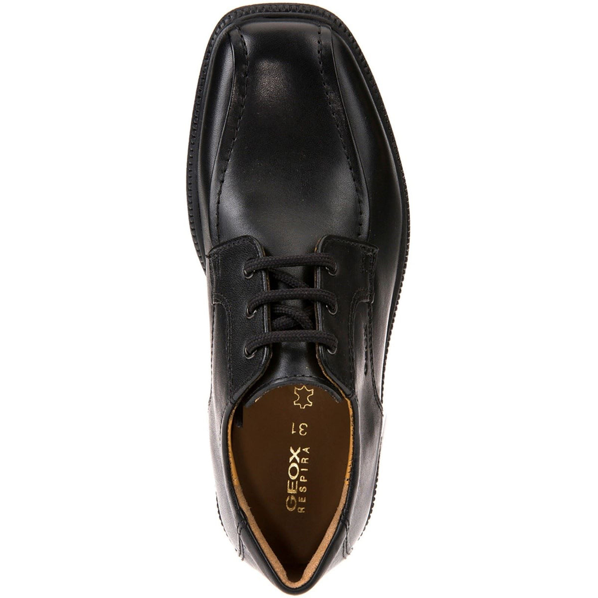 Geox J Federico H Leather Boy's Black Lace-Up Shoes