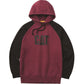 Caterpillar Men's Raglan Hooded Sweatshirt in Carmenere Heather/Black