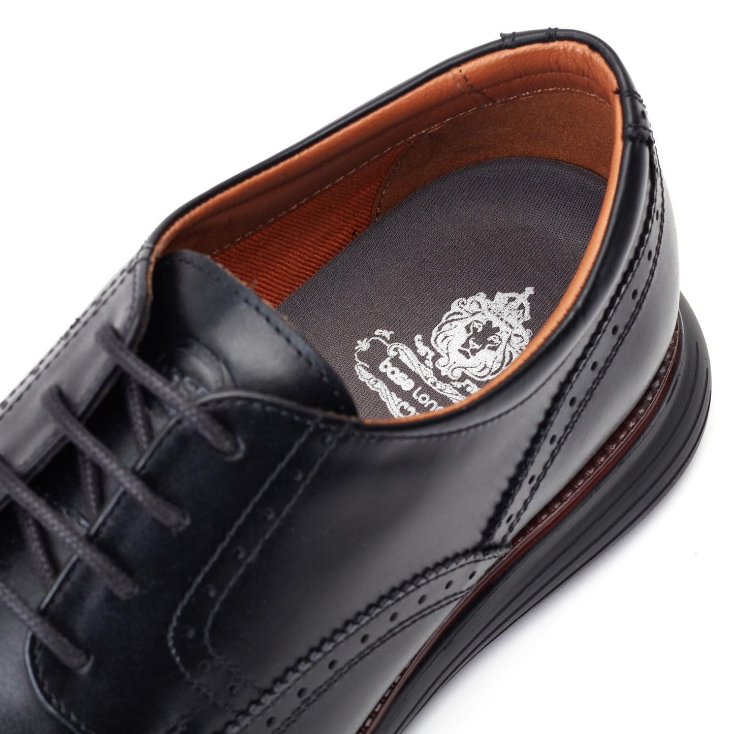 Base London Men's Flight Brogue Shoe in Black