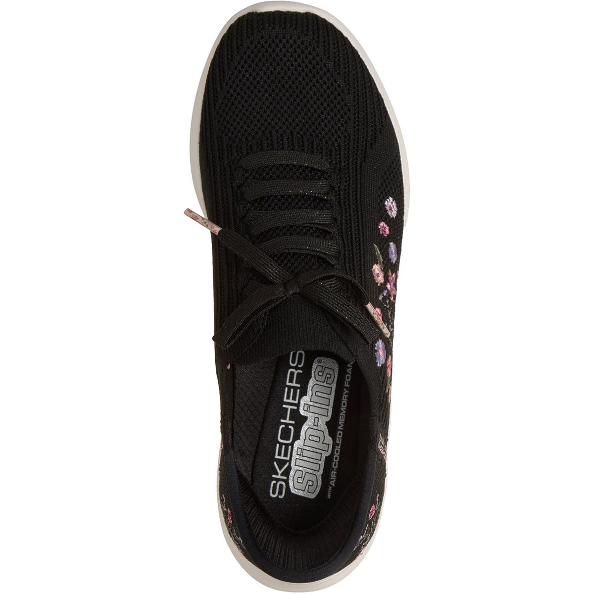 Skechers Ultra Flex 4.0 Sweet Petals Textile Women's Black Knit/Multi Trim Trainers