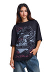 Ed Hardy Brave Hearts True Washed Relaxed Women's Black T-Shirt