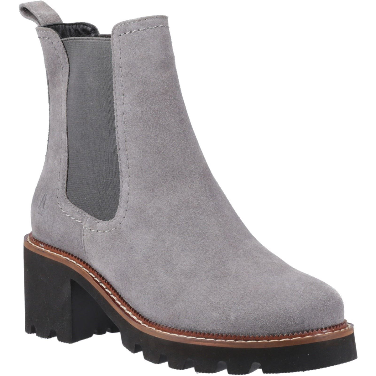 Hush Puppies Gaia Leather Women's Grey Heeled Chelsea Boots