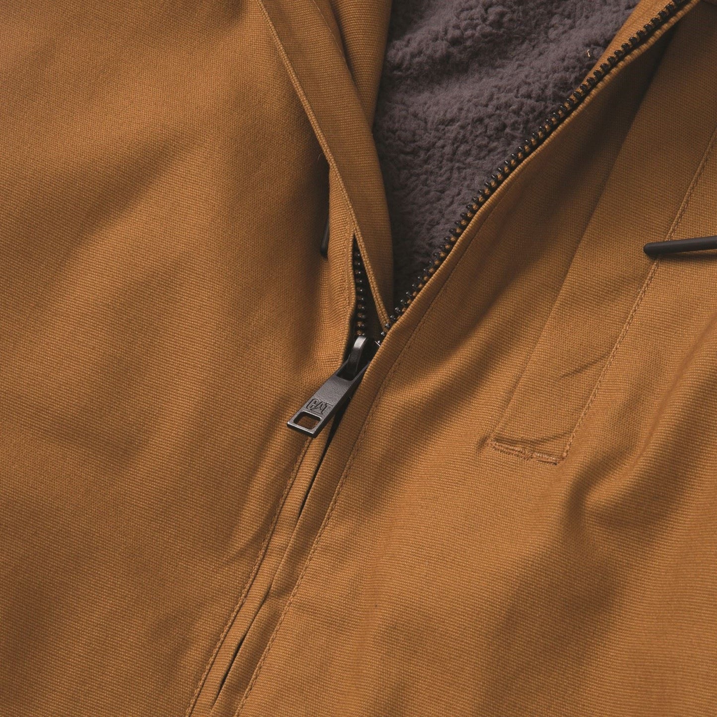 Caterpillar Hooded Sherpa Lined Men's Bronze Fleece Jacket