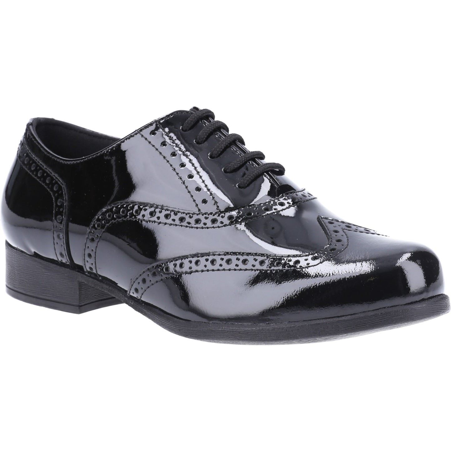 Hush Puppies Kada Patent Leather Black Brogues