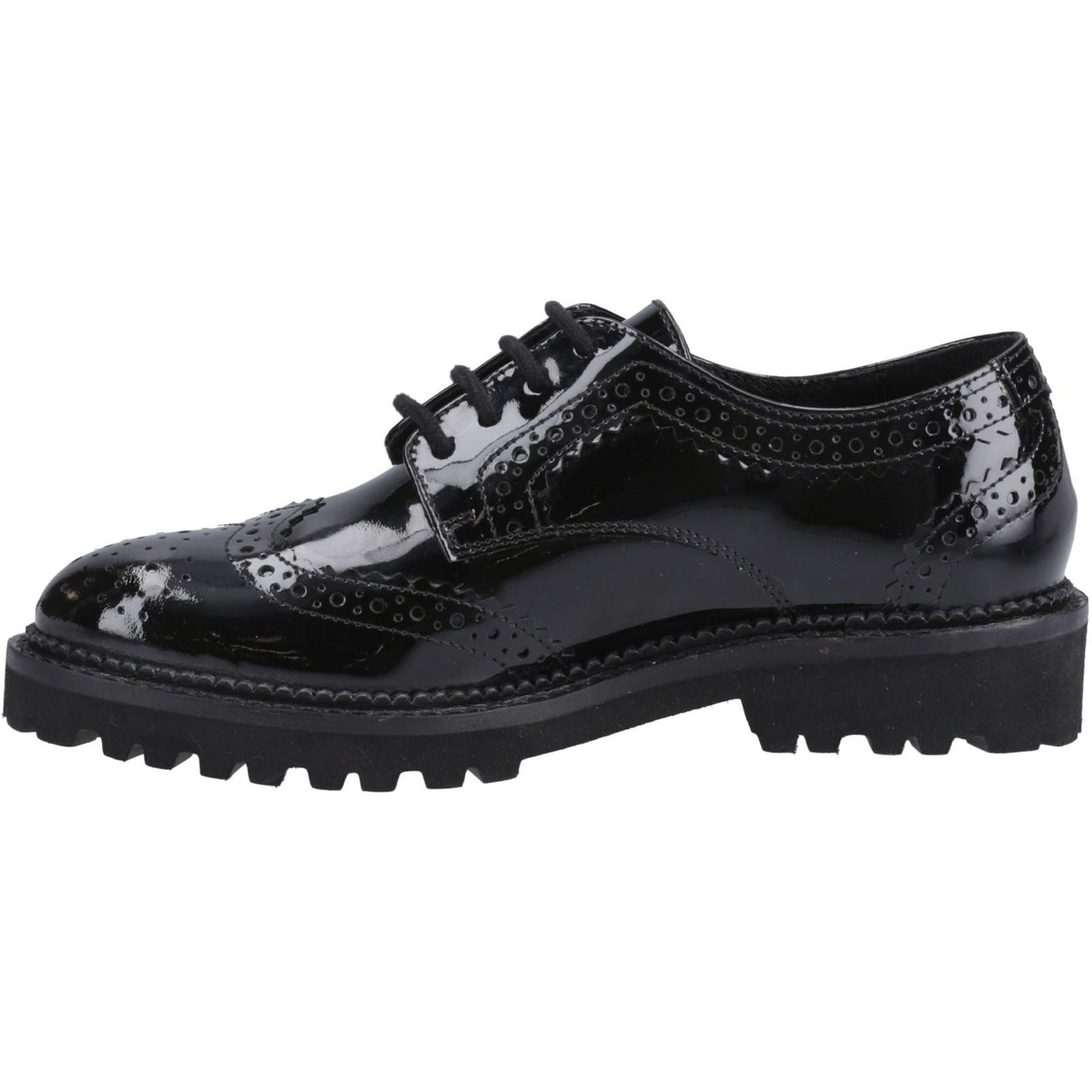 Hush Puppies Gabi Lace Up Patent Leather Black Brogues