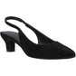 Hush Puppies Nahla Suede Heel Leather Women's Black Round Slingback Shoes