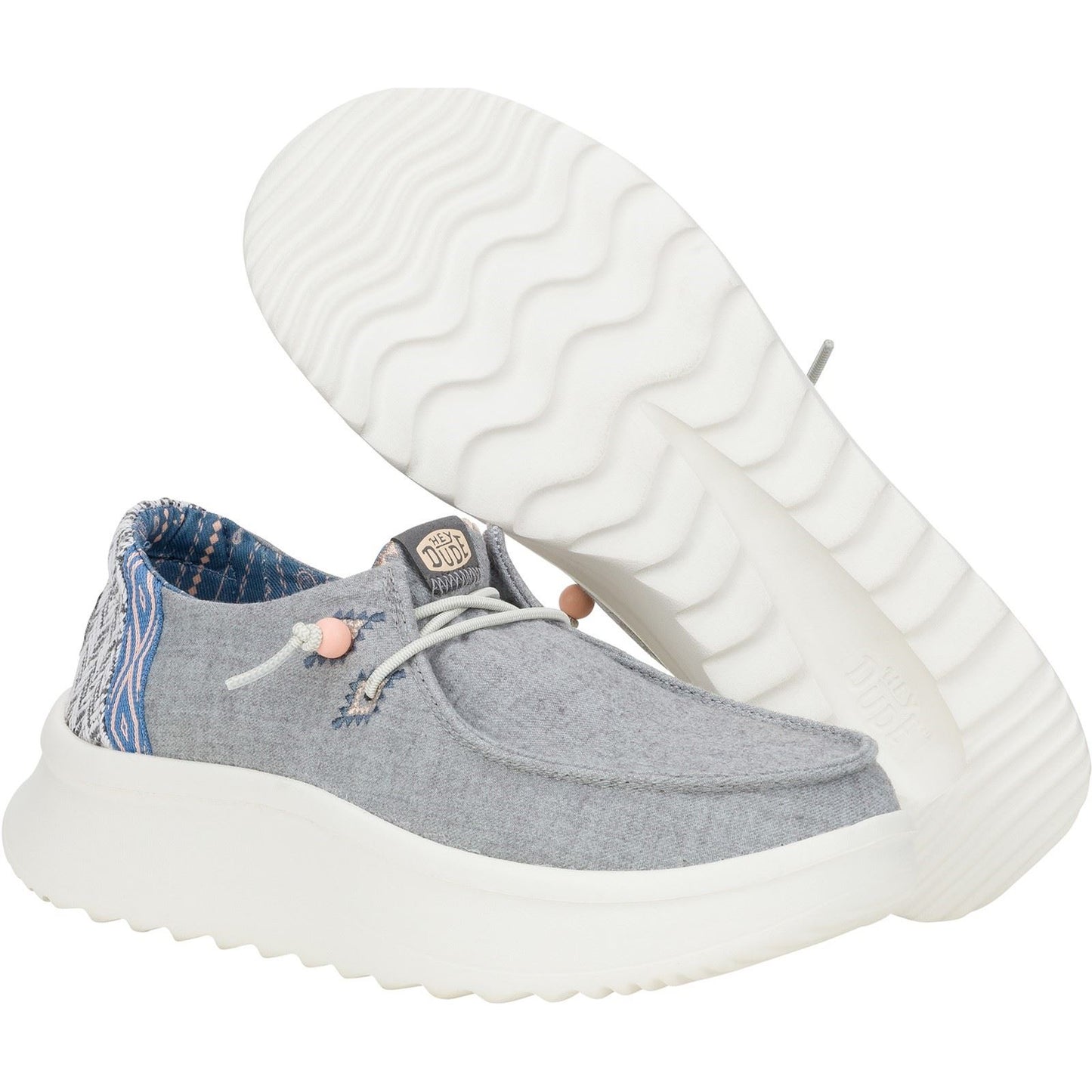 HEYDUDE Women's Wendy Peak Chambray Woven Shoes in Grey