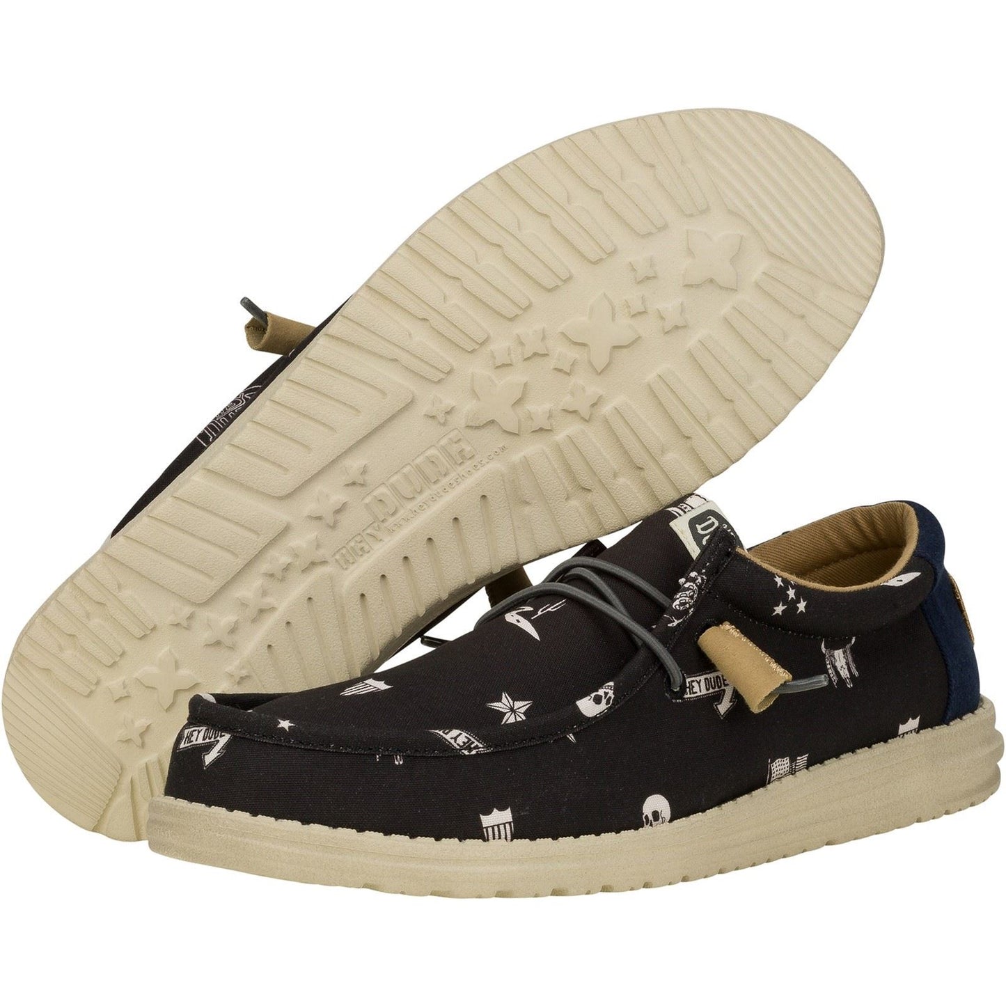 HEYDUDE Men's Wally Stars n Skulls Shoe in Black