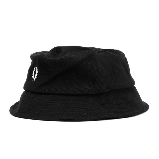 Fred Perry Pique Cotton Black Bucket Hats