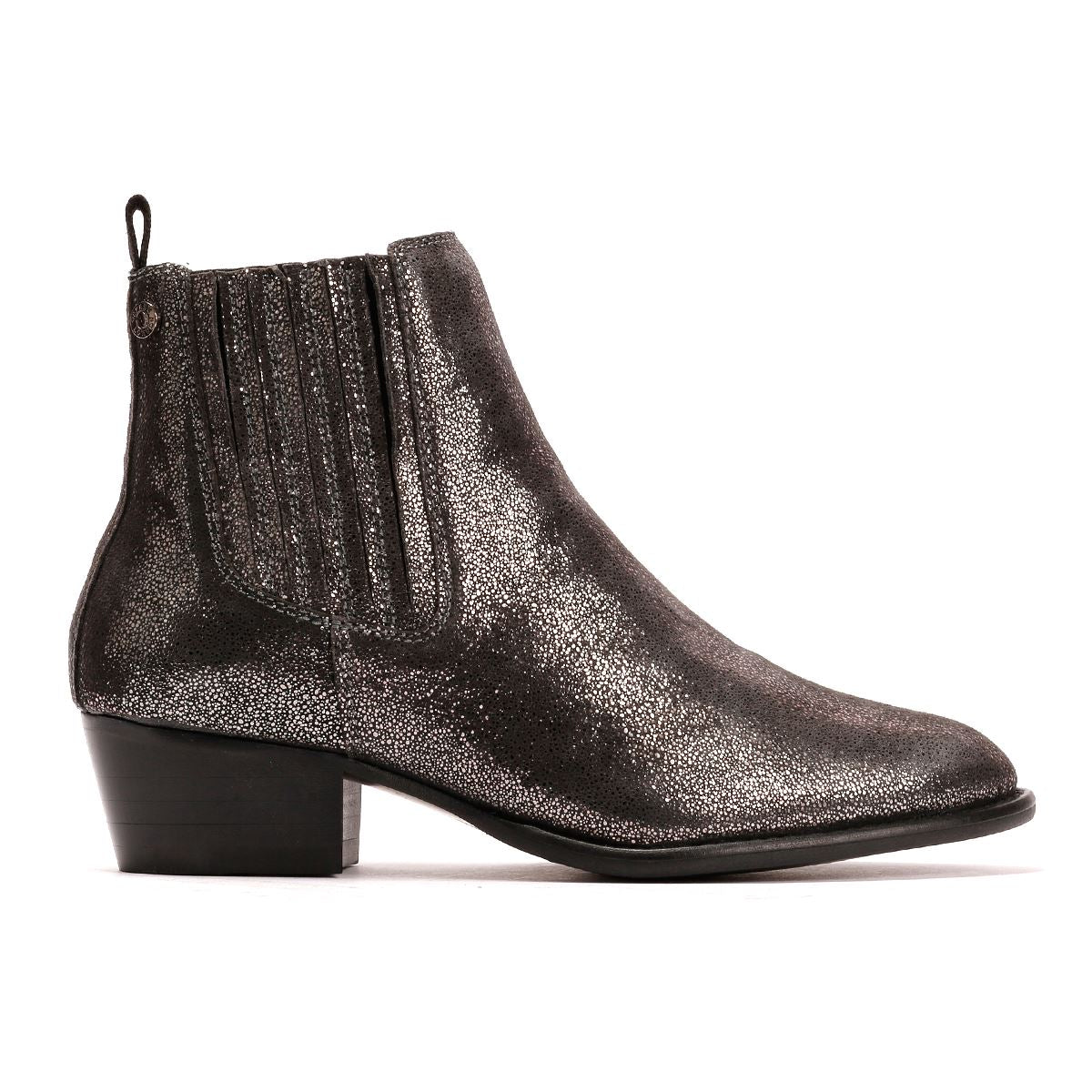 Osprey London The Janey Leather Women's Gunmetal Ankle Boots