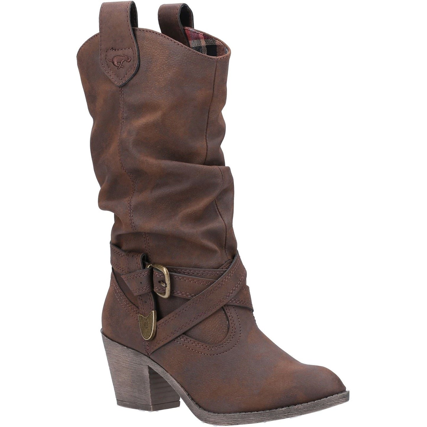 Rocket Dog Women's Sidestep Mid-Calf Western Boot in Brown