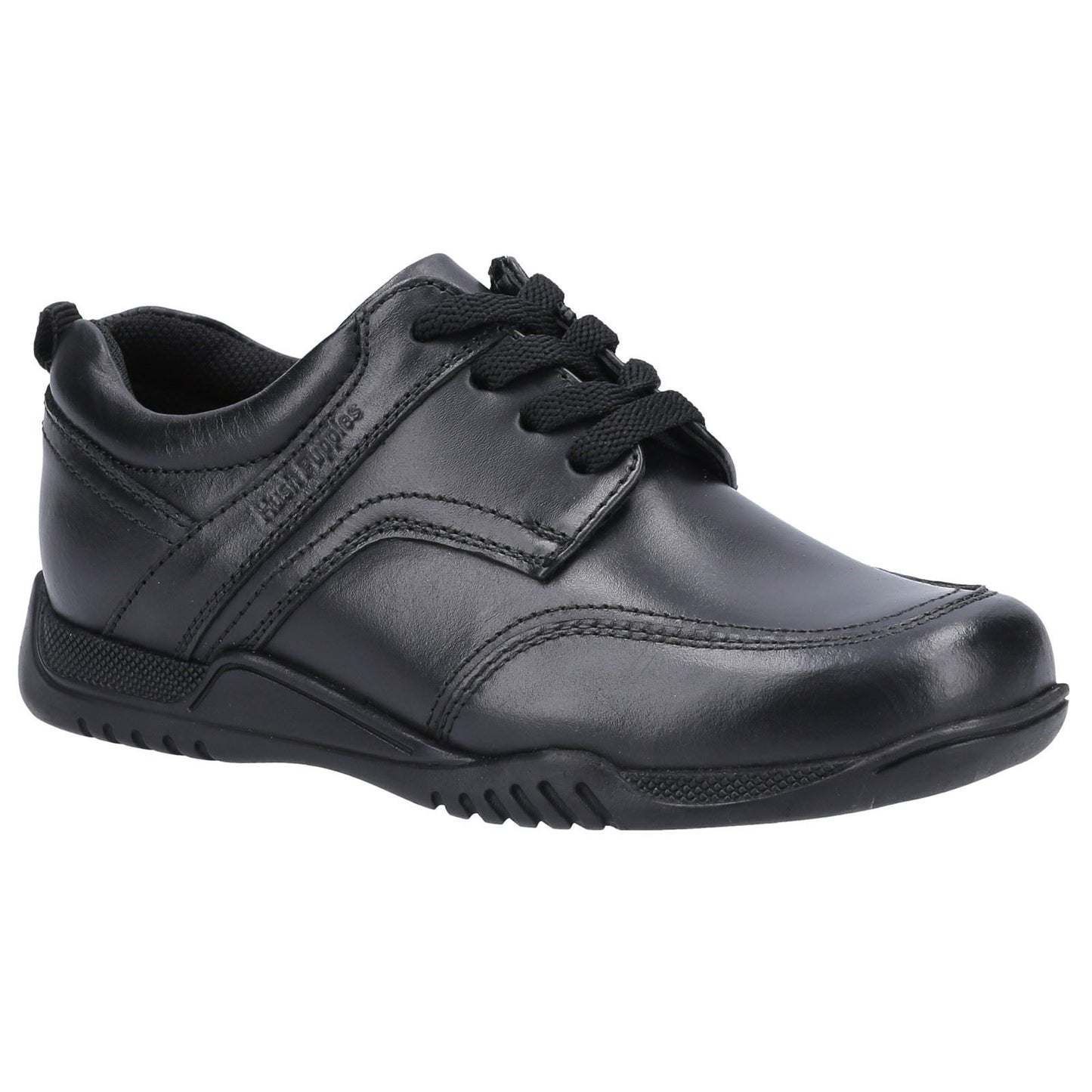 Hush Puppies Harvey Youth Boys Black Leather Lace-Up Shoes