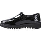 Hush Puppies Florrie T-Bar Leather Black Shoes