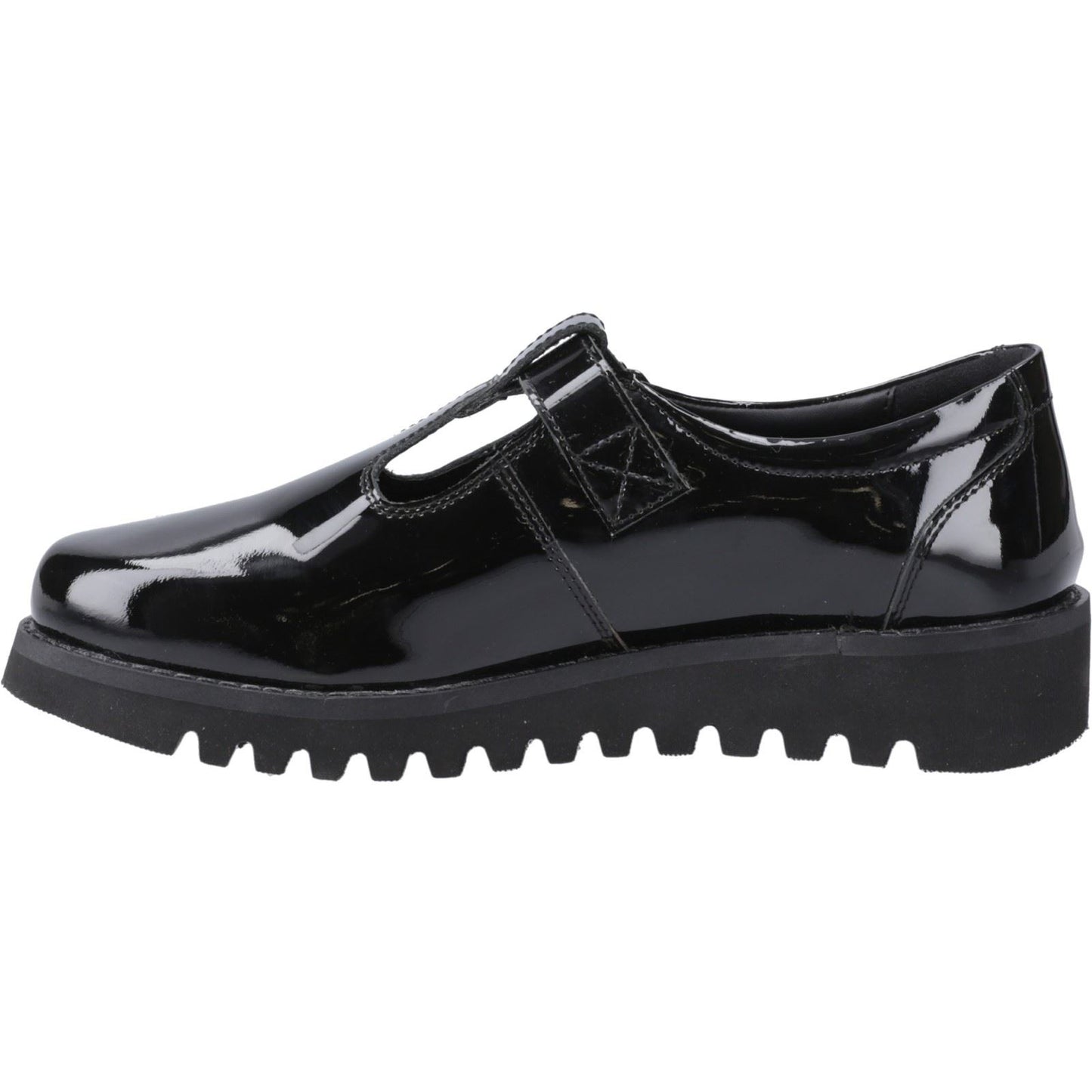 Hush Puppies Florrie T-Bar Leather Black Shoes