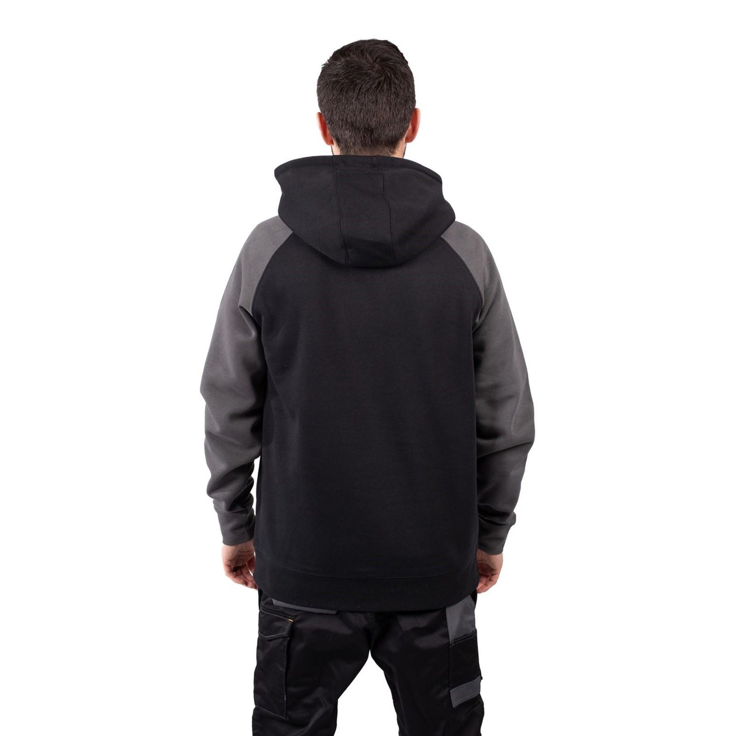 Caterpillar Men's Raglan Hooded Sweatshirt in Black/Magnet