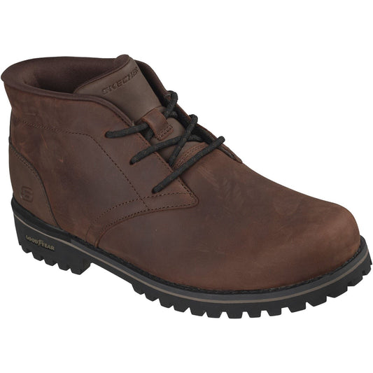 Skechers Quintero Damien Leather Men's Dark Brown Ankle Boots