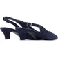 Hush Puppies Nahla Buckle Kitten Heel Leather Women's Navy Round Slingback Shoes