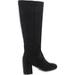 Hush Puppies Oprah Suede Long Leather Women's Black Heeled Knee High Boots