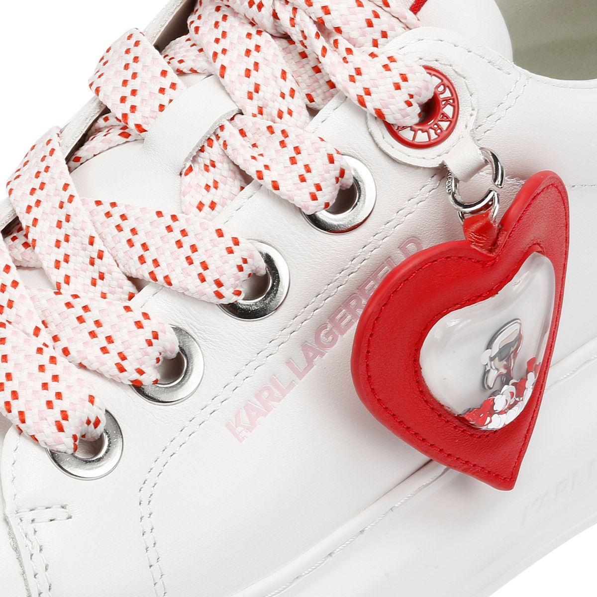 Karl Lagerfeld Kapri Valentine Pendant Leather Women's White/Red Trainers