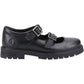 Hush Puppies Ella Leather Youth Black Shoes