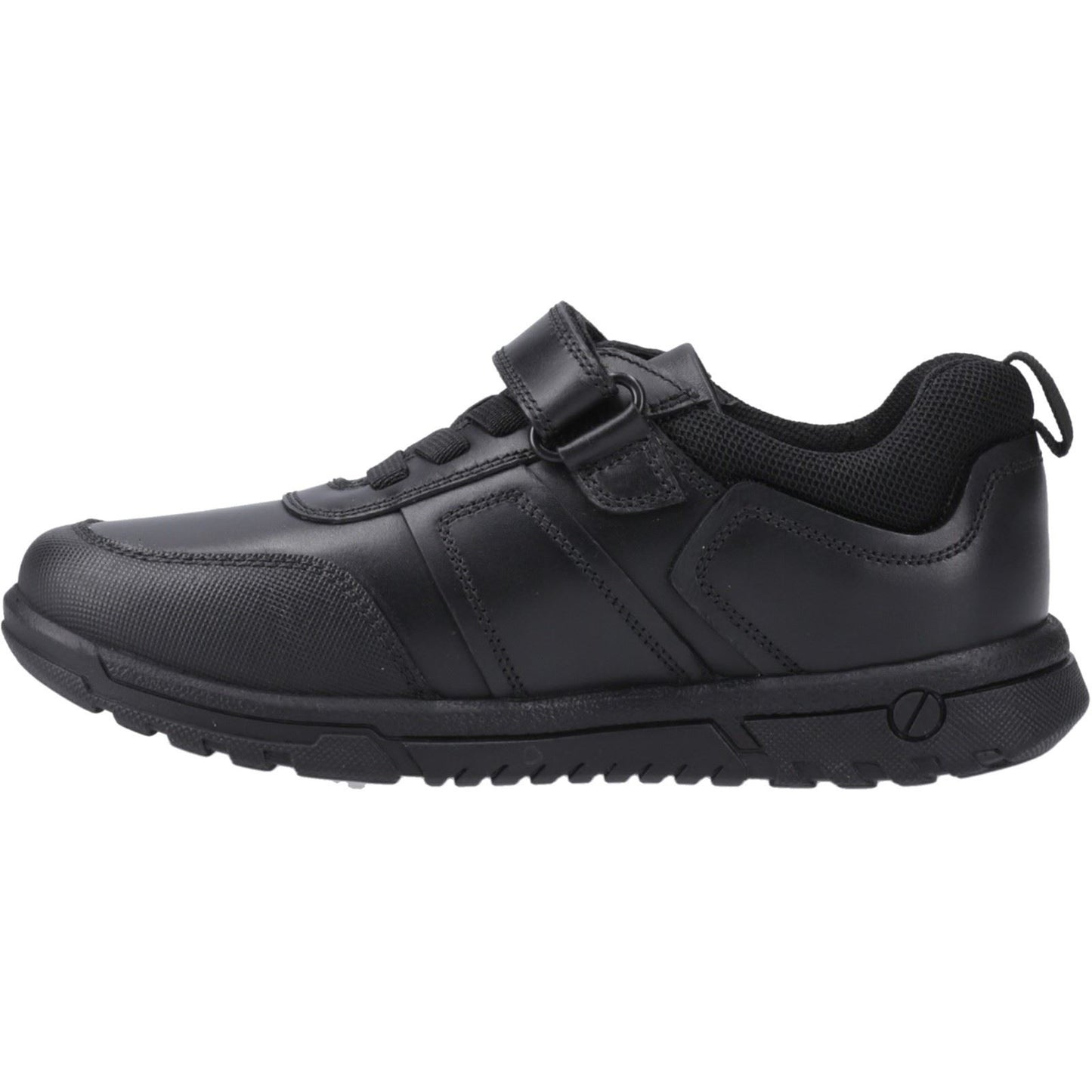 Hush Puppies Sutton Bungee Leather Junior Black Lace-Up Shoes