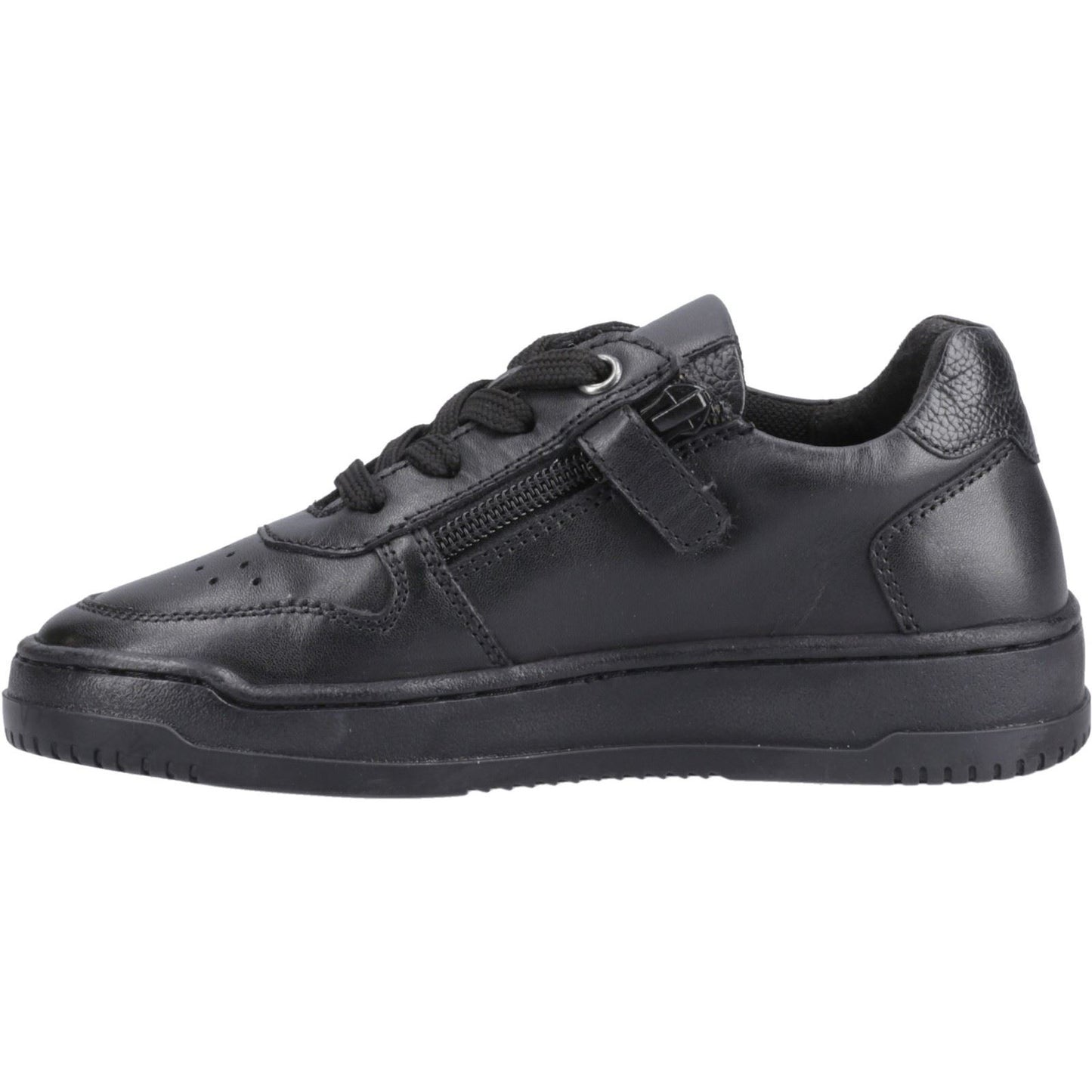 Hush Puppies Dougie Leather Youth Black Trainers