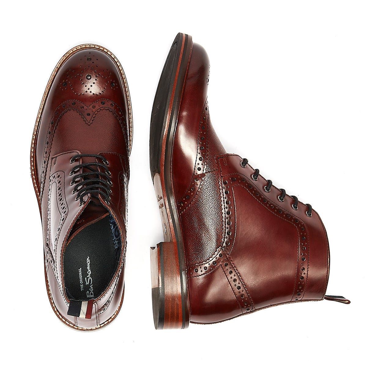 Ben Sherman - BS12604 MENS ALFRED BROGUE BOOT BURGUNDY