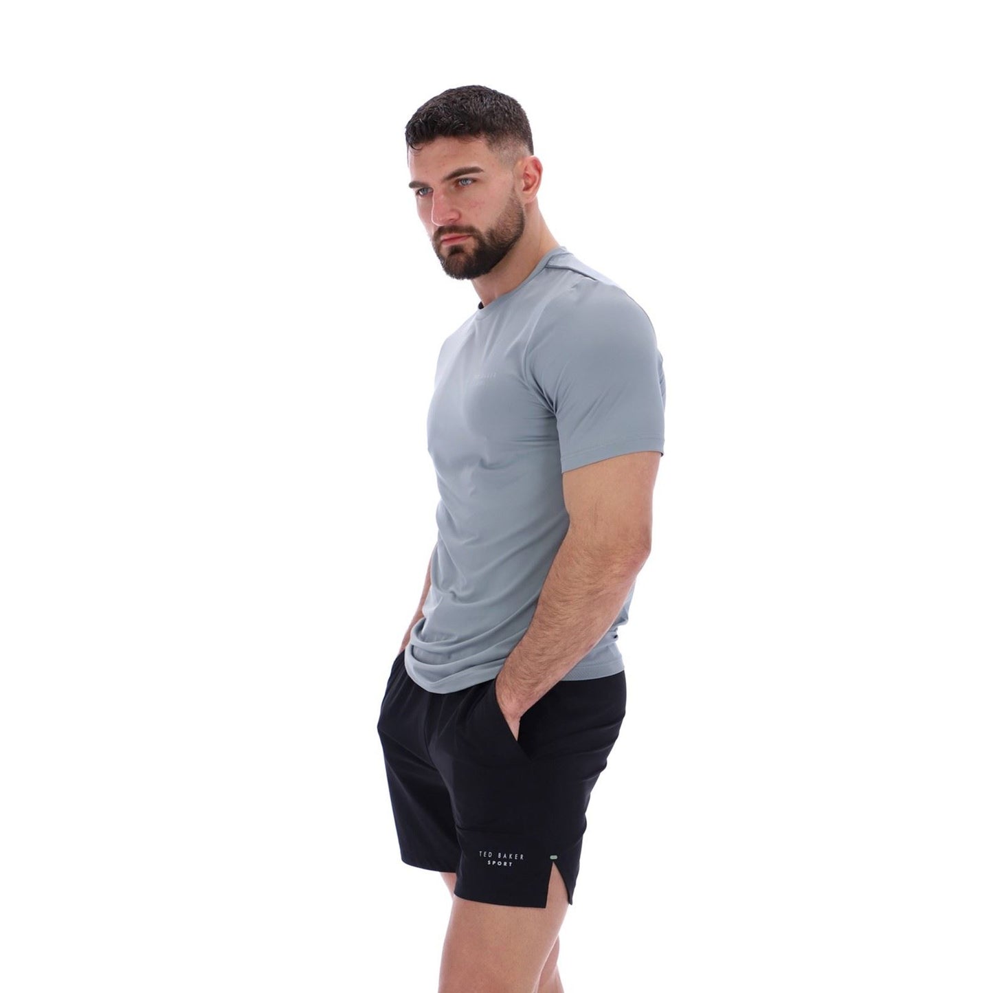 Ted Baker SAM TBMTS2635 Polyester Men's Grey Activewear T-Shirts