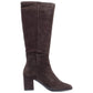 Hush Puppies Oprah Suede Long Leather Women's Chocolate Heeled Knee High Boots