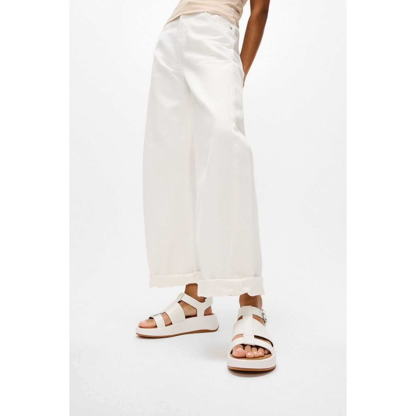 Fitflop F-Mode Fisherman Leather Women's Urban White Narrow Fit Sandals