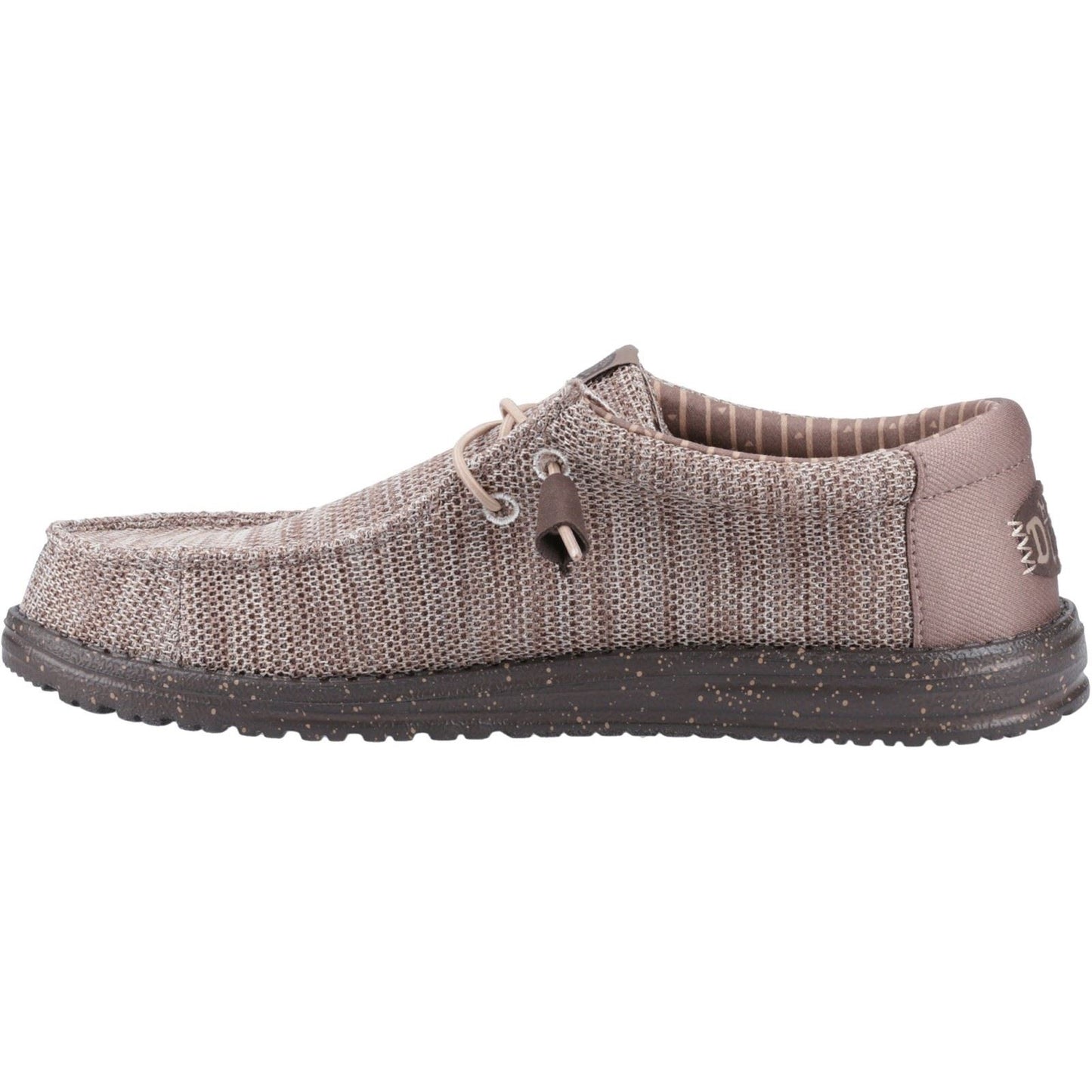 HEYDUDE Wally Stretch Mesh Polyester Men's Deep Taupe/Mole Brown Moccasins Shoes