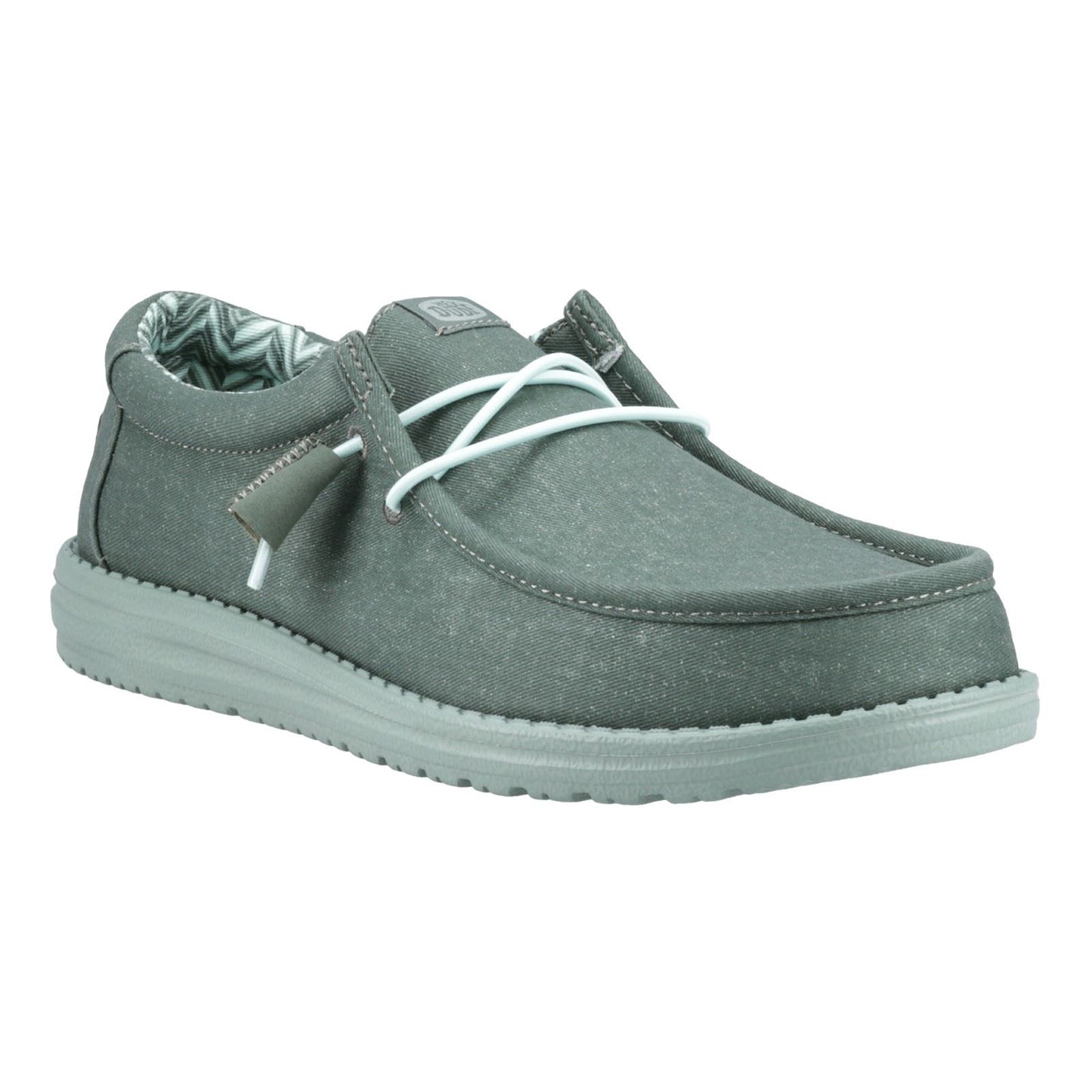 HEYDUDE Wally Canvas 100% Cotton Men's Duck Green/Iceberg Green Moccasins Shoes