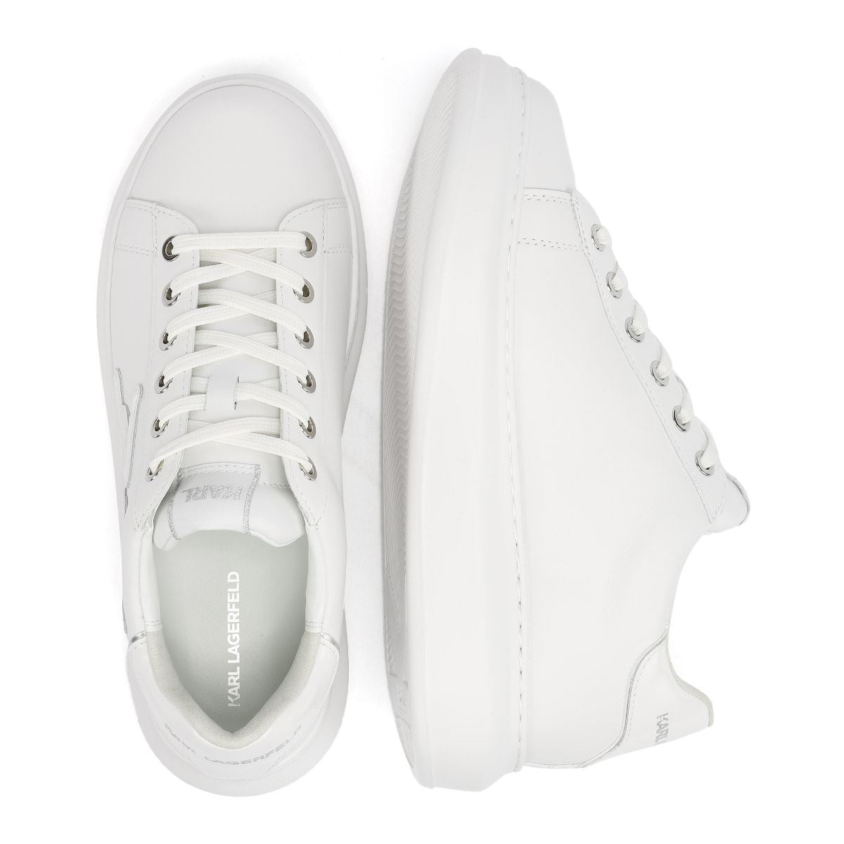 Karl Lagerfeld Kapri Signia Emboss Lo Lace Leather Women's White Trainers