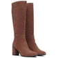 Hush Puppies Oprah Suede Long Leather Women's Mocha Heeled Knee High Boots