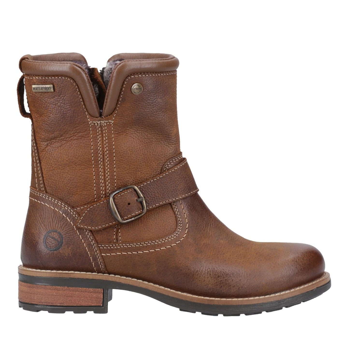 Cotswold Kinsham Leather Women's Tan Winter Mid Calf Boots