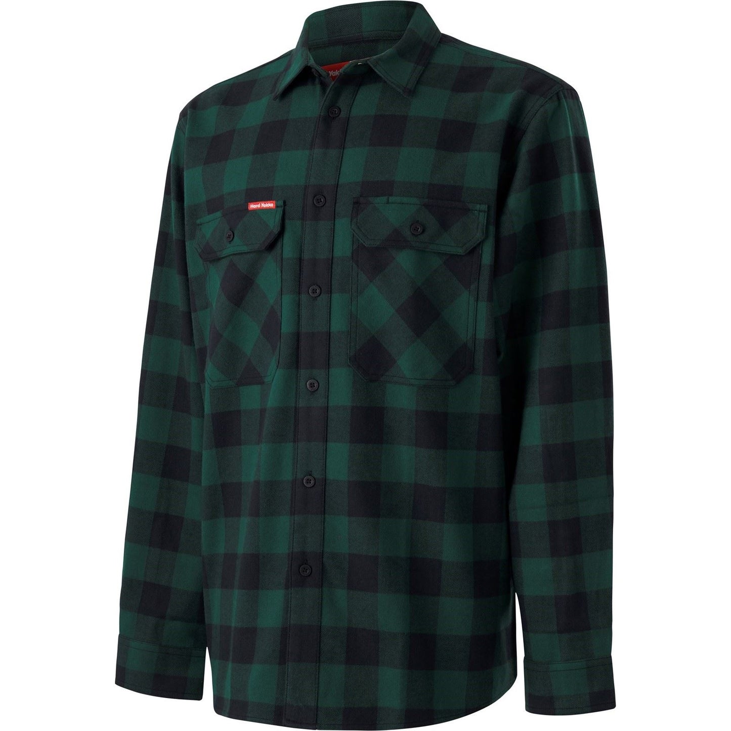 Hard Yakka Men's Long Sleeve Check Flannel Shirt in Green