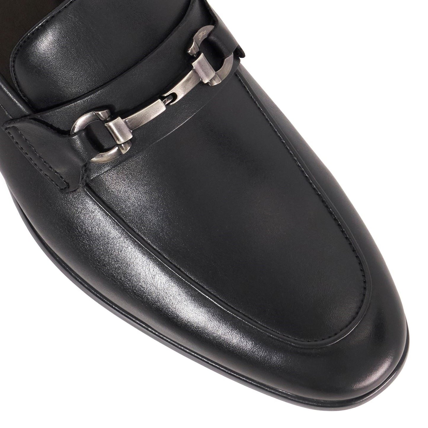 Dune Seymore Leather Men's Black Slip-On Shoes