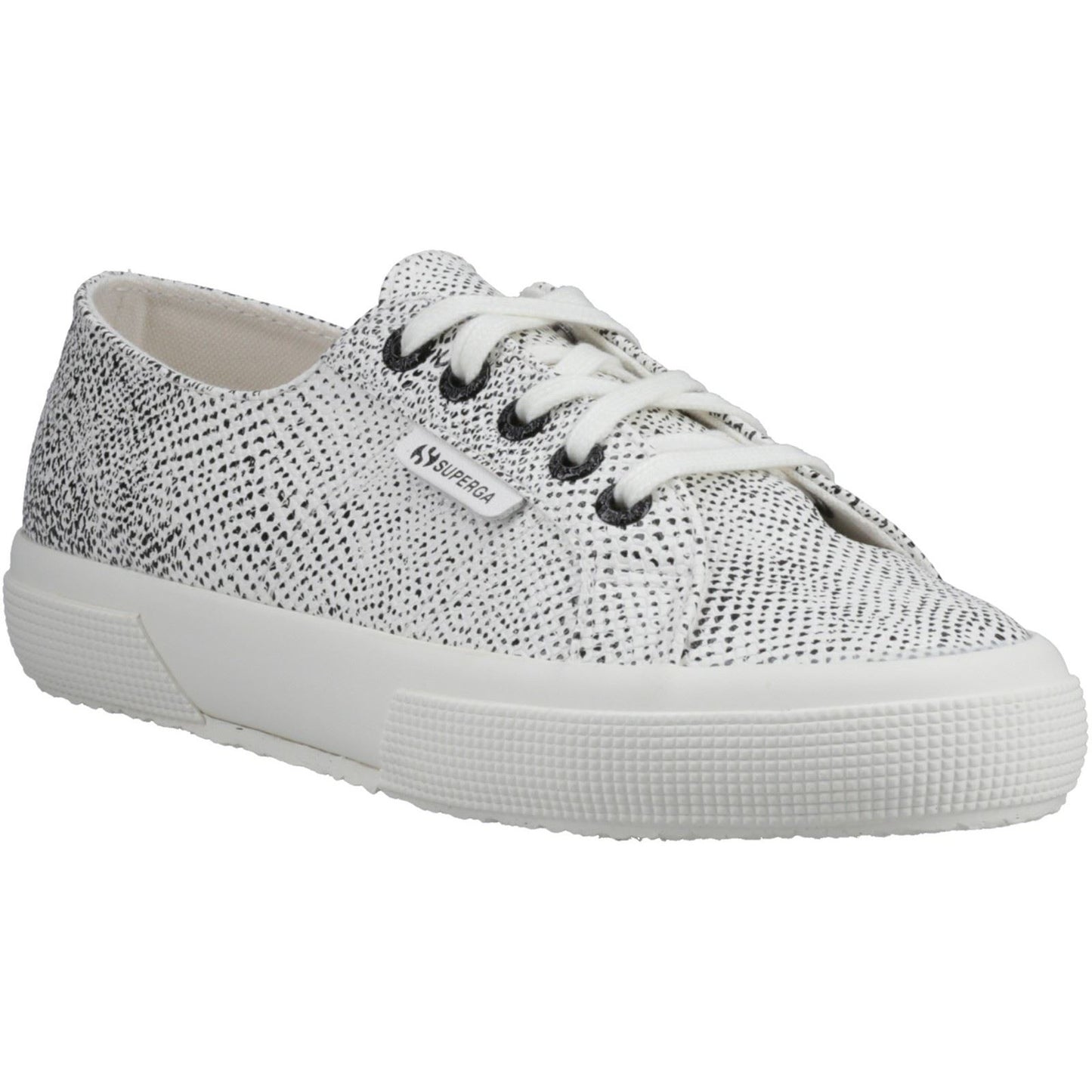 Superga Women's 2730 Micro Faux Snake Trainer in White Avorio/Black Snake