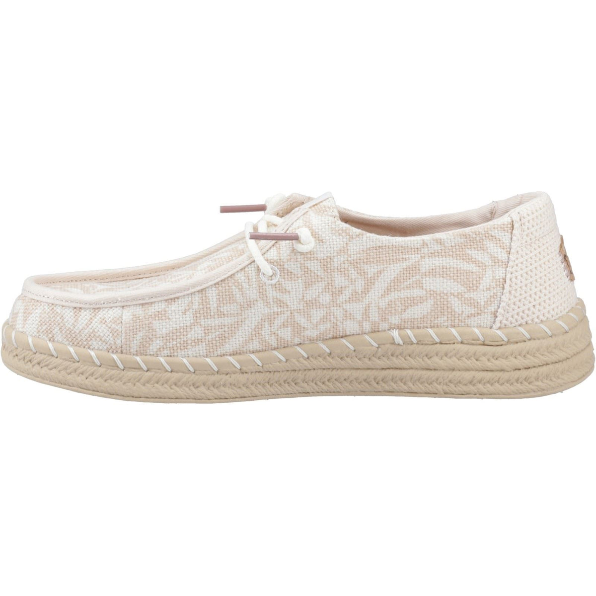 HEYDUDE Wendy Espadrille Retro Palm Cotton Blend Women's Pale Pink/White Shoes