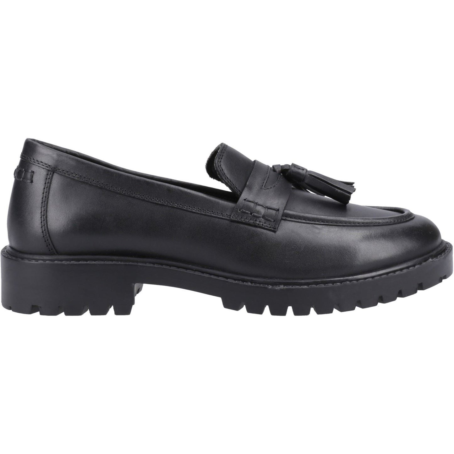 Hush Puppies Abigail Leather Youth Black Loafers